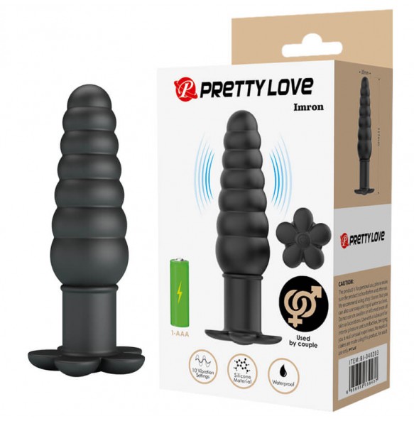 Pretty Love - Imron Vibrating Anal Plug Massager (Battery - Black)